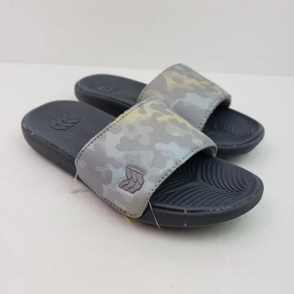 NEW All In Motion Kids Size 1Y Cypress Gray Slip On Slides Sandals